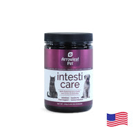 Arrowleaf Pet Intesti Care for cats and dogs, 165g intestinal support powder in a jar with American flag.