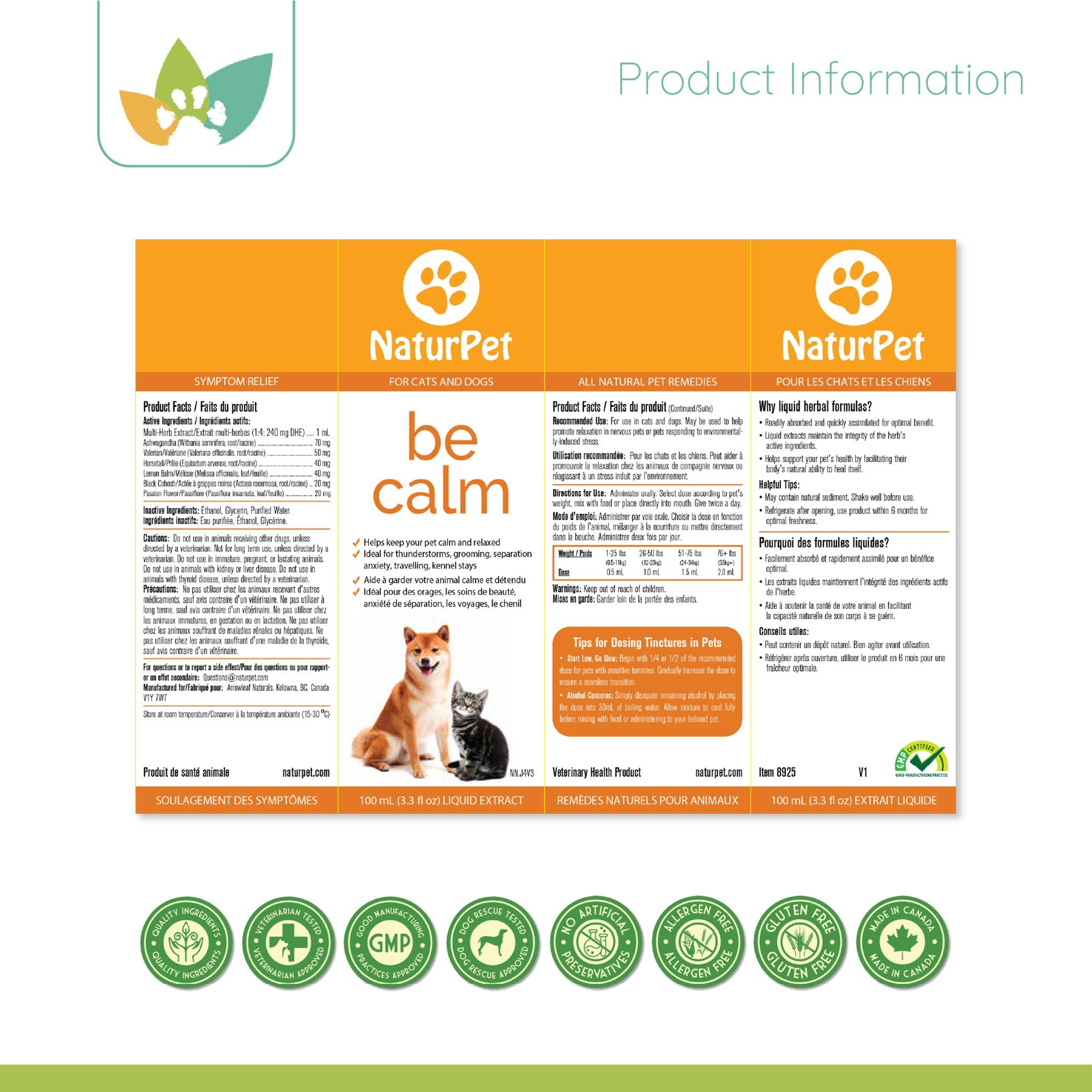 NaturPet Be Calm Label