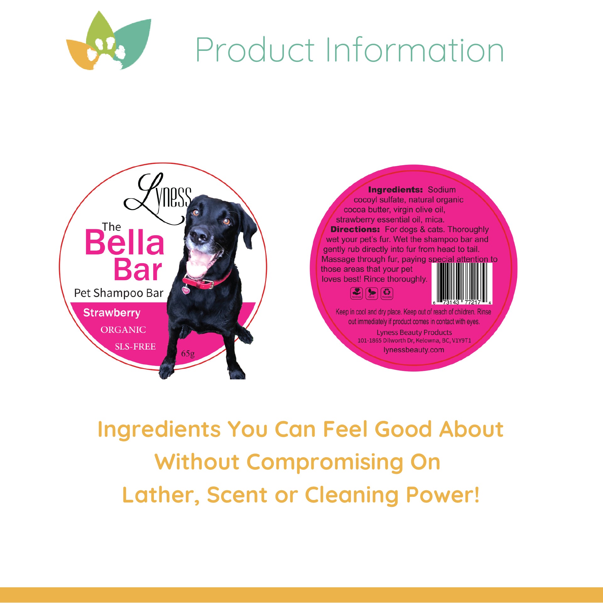 Strawberry Bella Bar | Pet Shampoo Bar | Eco-friendly | SLS Free | Rich Lather | For Cats and Dogs